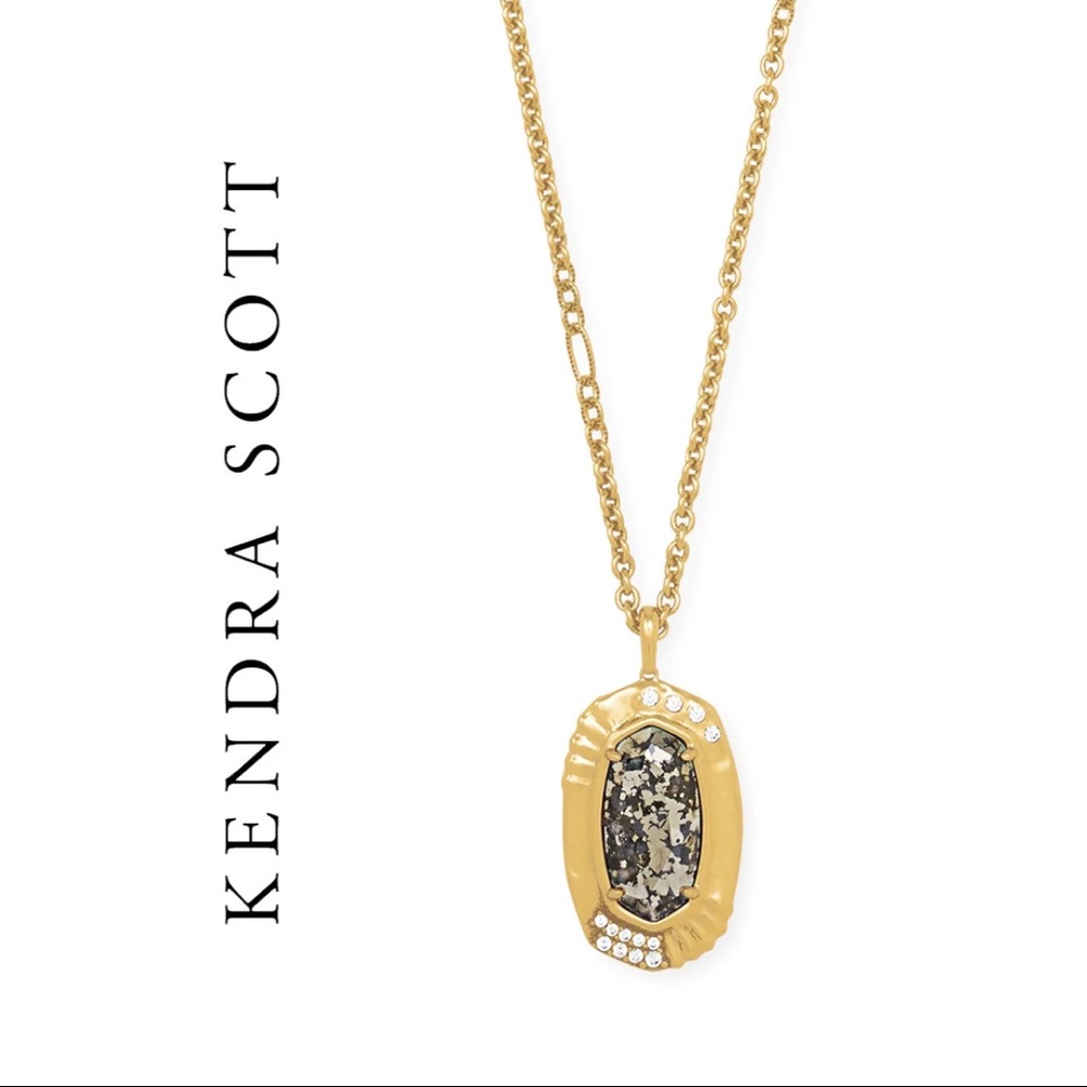 KENDRA SCOTT Vintage Gold Necklace Black Pyrite